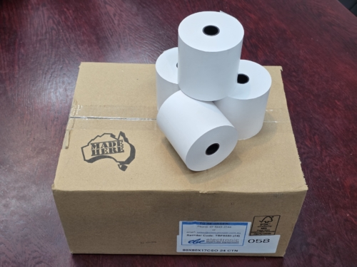 80x80mm BPA-free thermal receipt paper rolls in POS printer